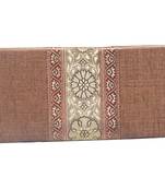 Jute & Banarasi Silk Made Beige Color Clutch With Banarsi Silk Design Fabric