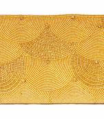 Satin Silk Made Golden Clutch With Diamond & Stone Embellshment