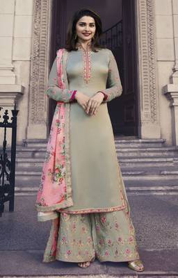 Light-green embroidered art silk salwar 1