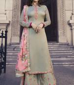 Light-green embroidered art silk salwar