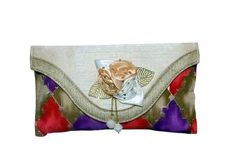 Silk Made Multi Color Clutch With Printed Work 1