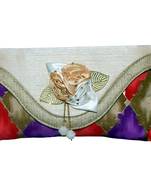 Silk Made Multi Color Clutch With Printed Work