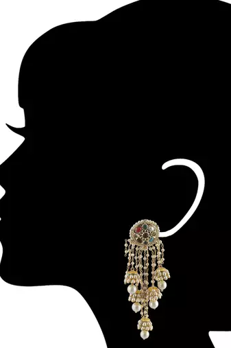 Navratan Studs With 5 Panchi Jhumki Earrings