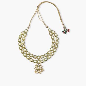 Kundan Handcrafted Meenakari Kundan Neckpiece With Pearls 1