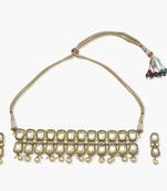 Kundan Handcrafted Meenakari Kundan Choker With Pearls With Matching Earrings