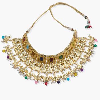 Maharani Navratan Piece Neckpiece For A Fuller Neck And Jhumkay Earrings 2