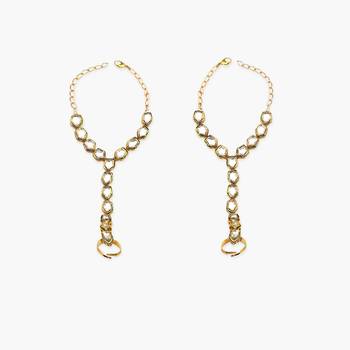 Pair Of Uncut Kundan Handharness/Hathphool, Adjustable 1
