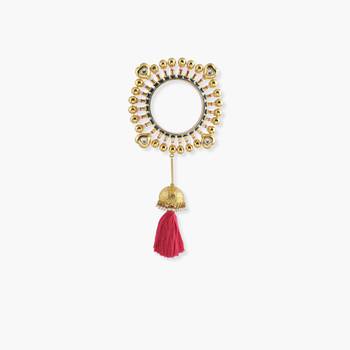 Meenakari Heart Bangle With Jhumki With Pink Tassle And Pearls 1