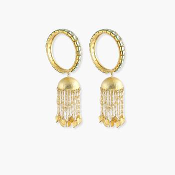 Pair Of Kundan Bangle With Jhumki And Pearls 2