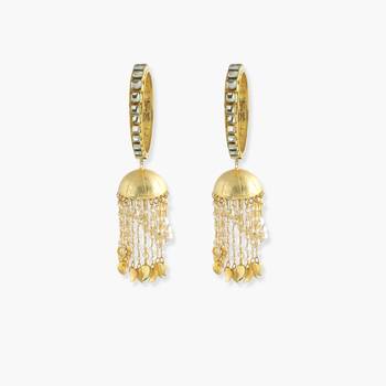 Pair Of Kundan Bangle With Jhumki And Pearls 3
