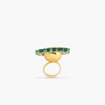 Glass Kundan Meenakari Ring, Adjustable 3