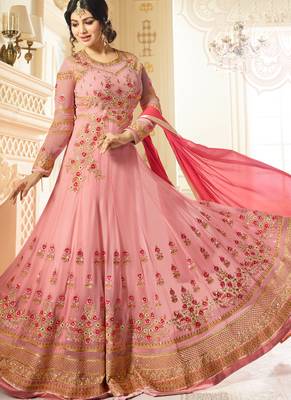 Pink embroidered georgette salwar 1