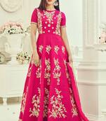 Pink embroidered art silk salwar