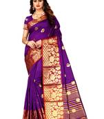 Purple woven silk blend saree with blouse