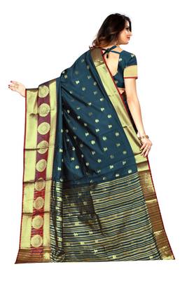 Grey woven silk blend saree with blouse 3