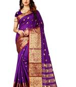 Purple woven silk saree with blouse