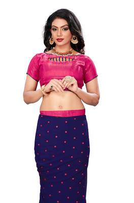 Blue embroidered georgette saree with blouse 4