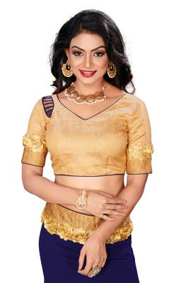 Blue embroidered georgette saree with blouse 4