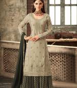 Light-grey embroidered faux georgette salwar