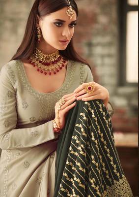 Light-grey embroidered faux georgette salwar 2
