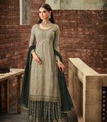 Light-grey embroidered faux georgette salwar