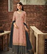 Light-peach embroidered faux georgette salwar