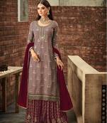 Light-brown embroidered faux georgette salwar
