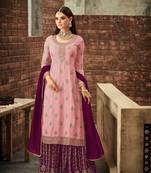 Pink embroidered faux georgette salwar