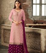 Pink embroidered faux georgette salwar