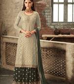 Light-grey embroidered faux georgette salwar