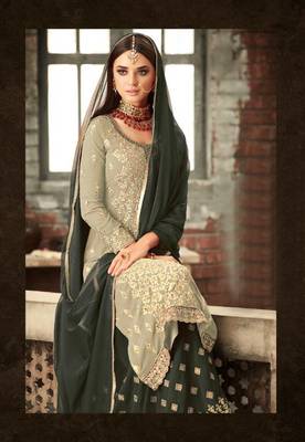 Light-grey embroidered faux georgette salwar 2