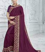 Wine embroidered georgette saree with blouse