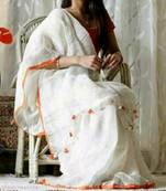 White Linen Saree With Blouse