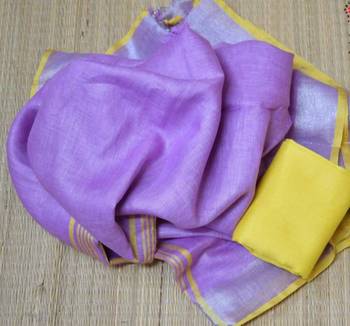 Purple Linen Saree With Blouse 1