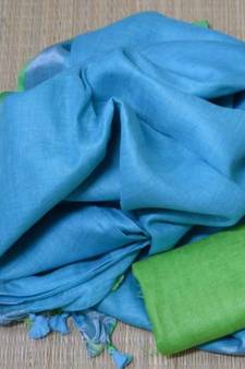 Blue Linen Saree With Blouse