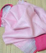 Baby Pink Linen Saree With Blouse