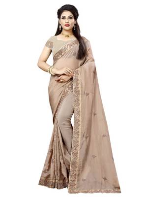 Grey embroidered organza saree with blouse 1