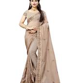 Grey embroidered organza saree with blouse