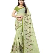 Light green embroidered organza saree with blouse