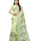 Light green embroidered organza saree with blouse