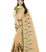 Light orange embroidered organza saree with blouse