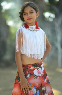White embroidered silk kids lehenga choli 3