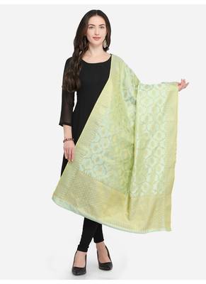 Pista Green Banarasi Art Silk Women's Dupatta 1