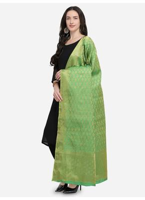Green Banarasi Art Silk Women's Dupatta 3