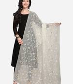 White Net Embroidered Women's Dupatta