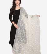 White Net Embroidered Women's Dupatta