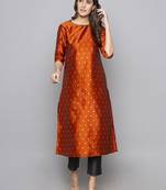 Maroon woven art silk long kurti