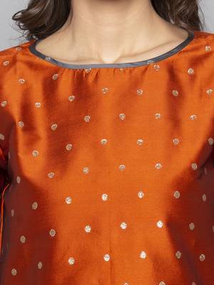 Maroon woven art silk long kurti 5