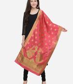 Coral Pink Banarasi Silk Women's Dupatta