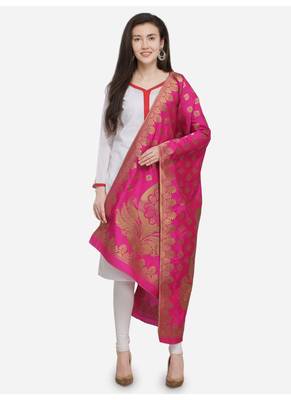 Rani Pink Banarasi Silk Women's Dupatta 1